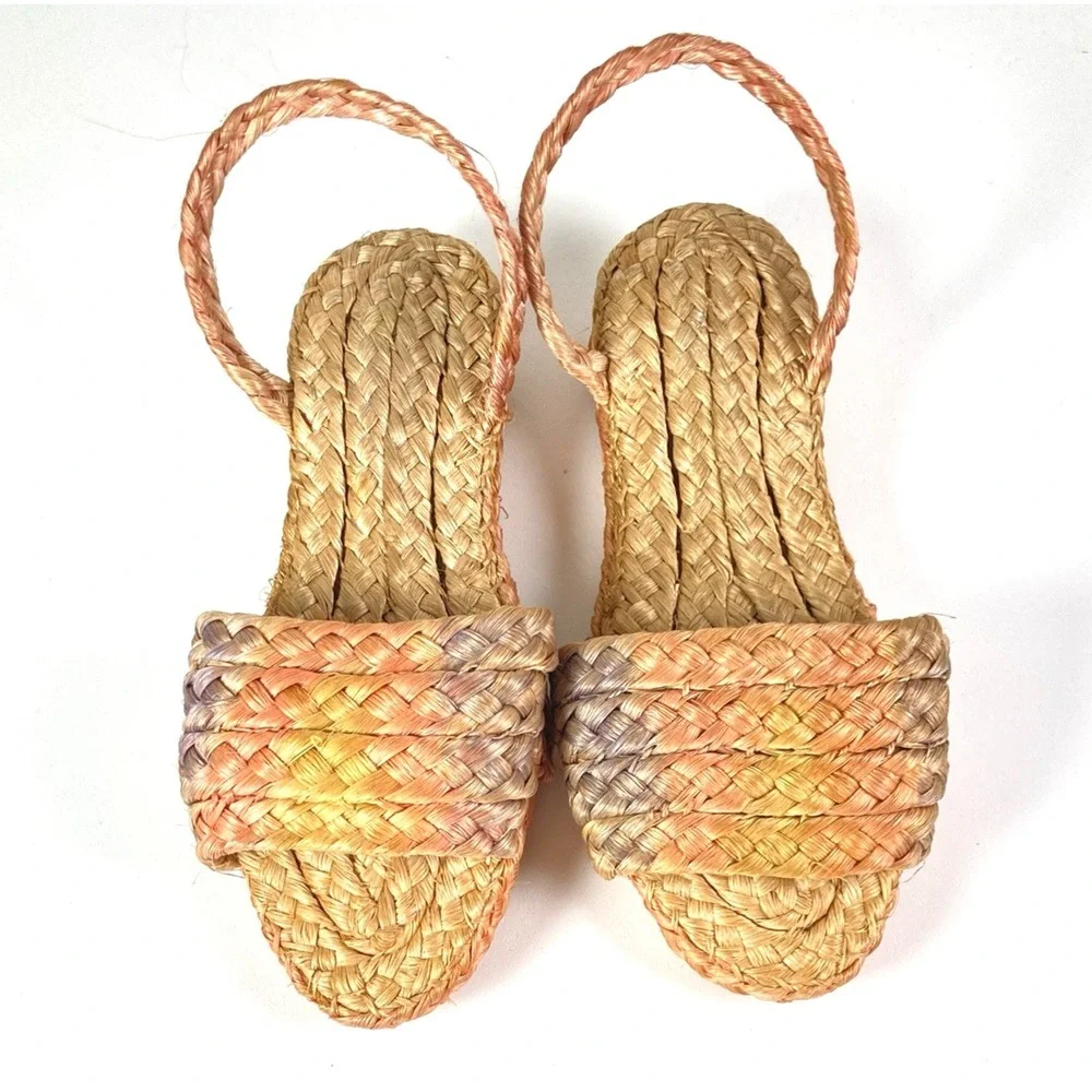 Raffia Hand Woven Straw Resortwear Handmade Island Luau Wedding Sandals Girls 8